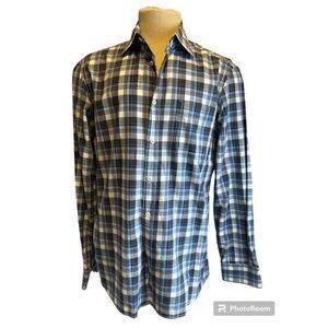 Van Laack Mens Shirt Button Down Long Sleeves Sz 39 15  3/4 Pocket Accent Plaid